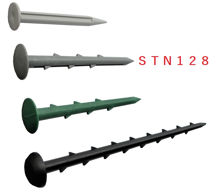 土木シート固定樹脂釘　シートネイル　STN128　（100本入）